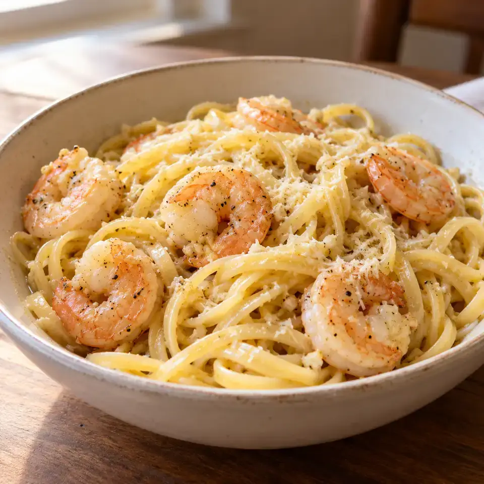 Shrimp garlic linguine — serving inspiration