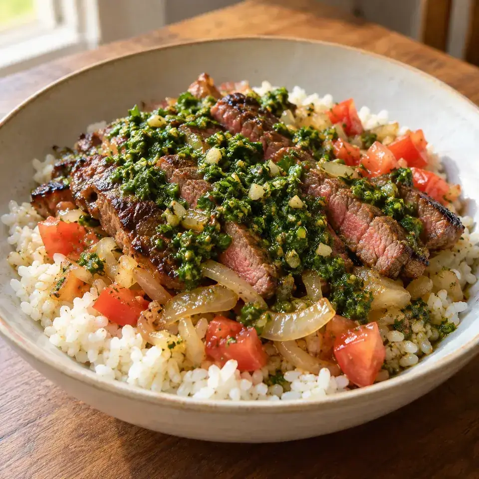 Steak chimichurri bowls — serving inspiration
