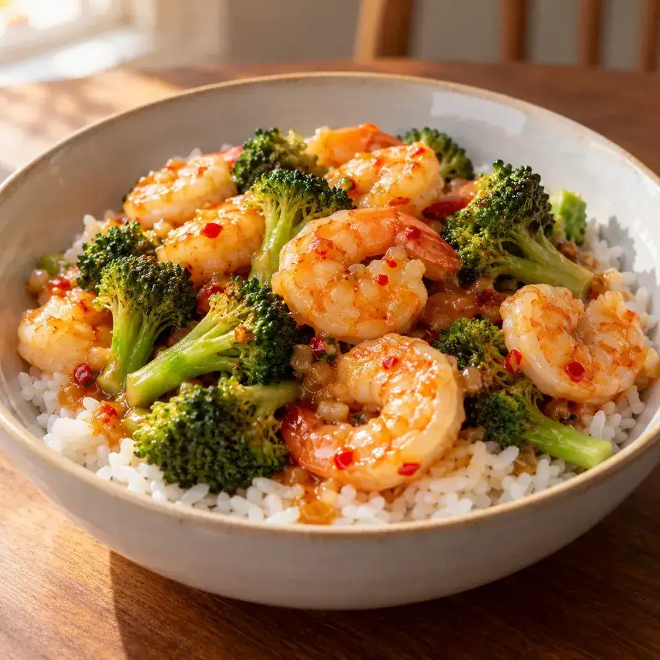 Sweet chili shrimp bowls — serving inspiration
