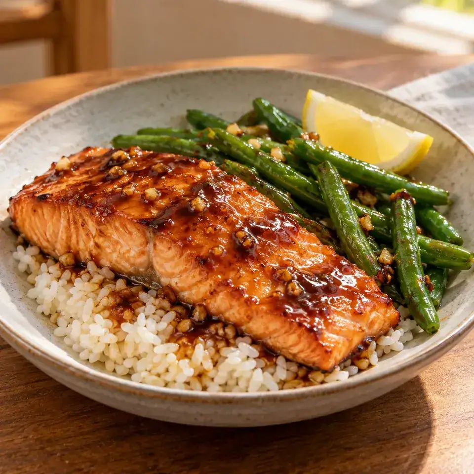 Teriyaki salmon rice — serving inspiration