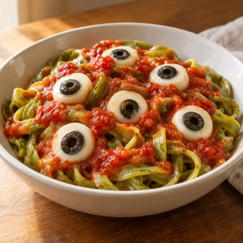 Eyeball Pasta (Halloween Dinner Idea) — serving inspiration