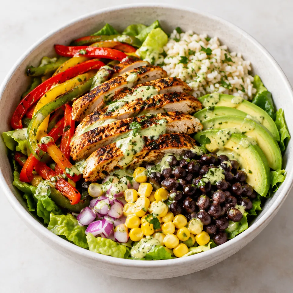 Fajita Chicken Burrito Bowl — serving inspiration