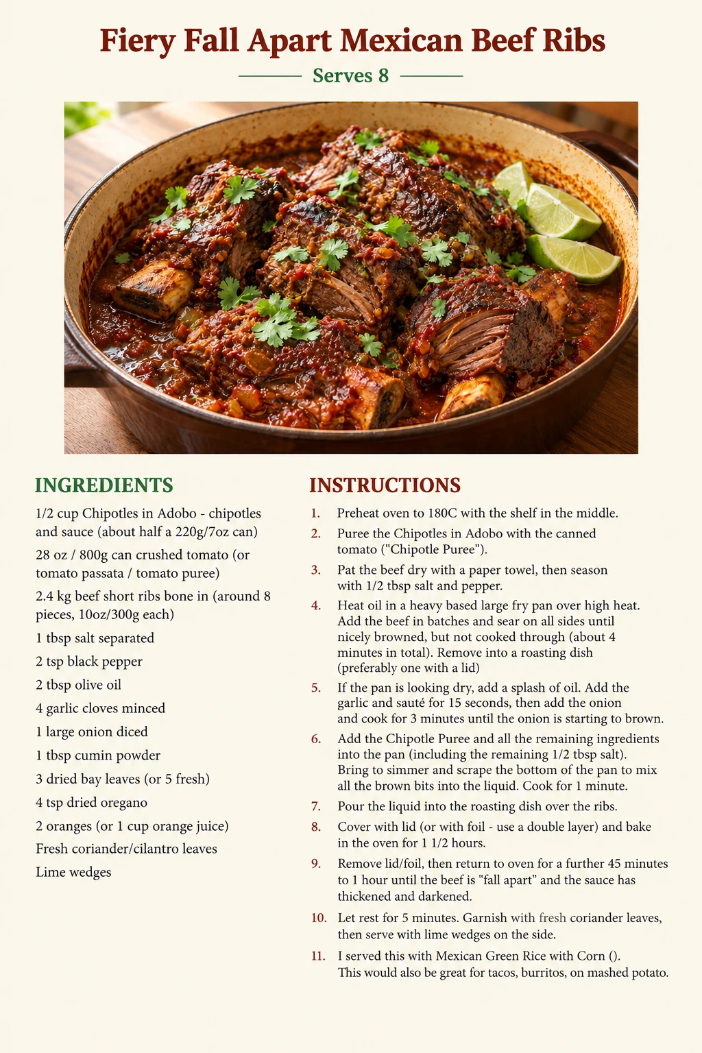 Saved Fiery Fall Apart Mexican Beef Ribs recipe card; accessible ingredients and instructions are listed above.