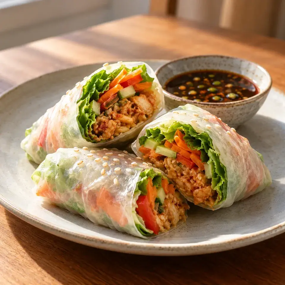 Fresh Kimchi Spring Rolls — serving inspiration