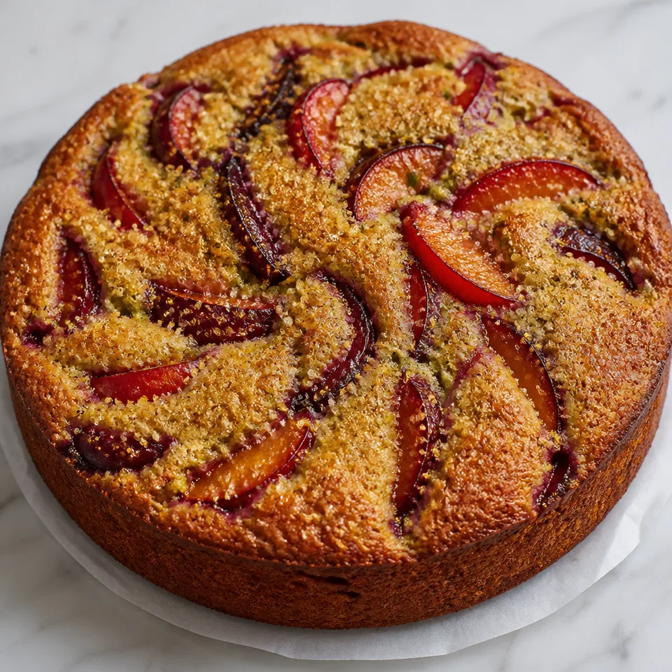 Fresh Plum Cake with Nuts — serving inspiration