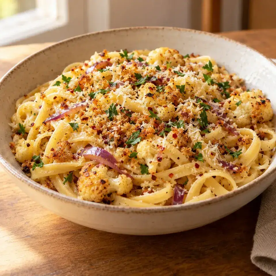 Garlic Butter Cauliflower Pasta with Pangritata — serving inspiration