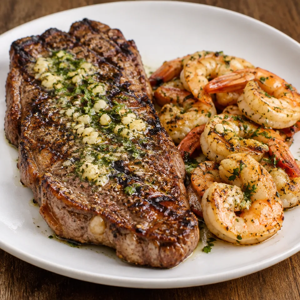 Garlic Butter Grilled Steak & Shrimp — serving inspiration