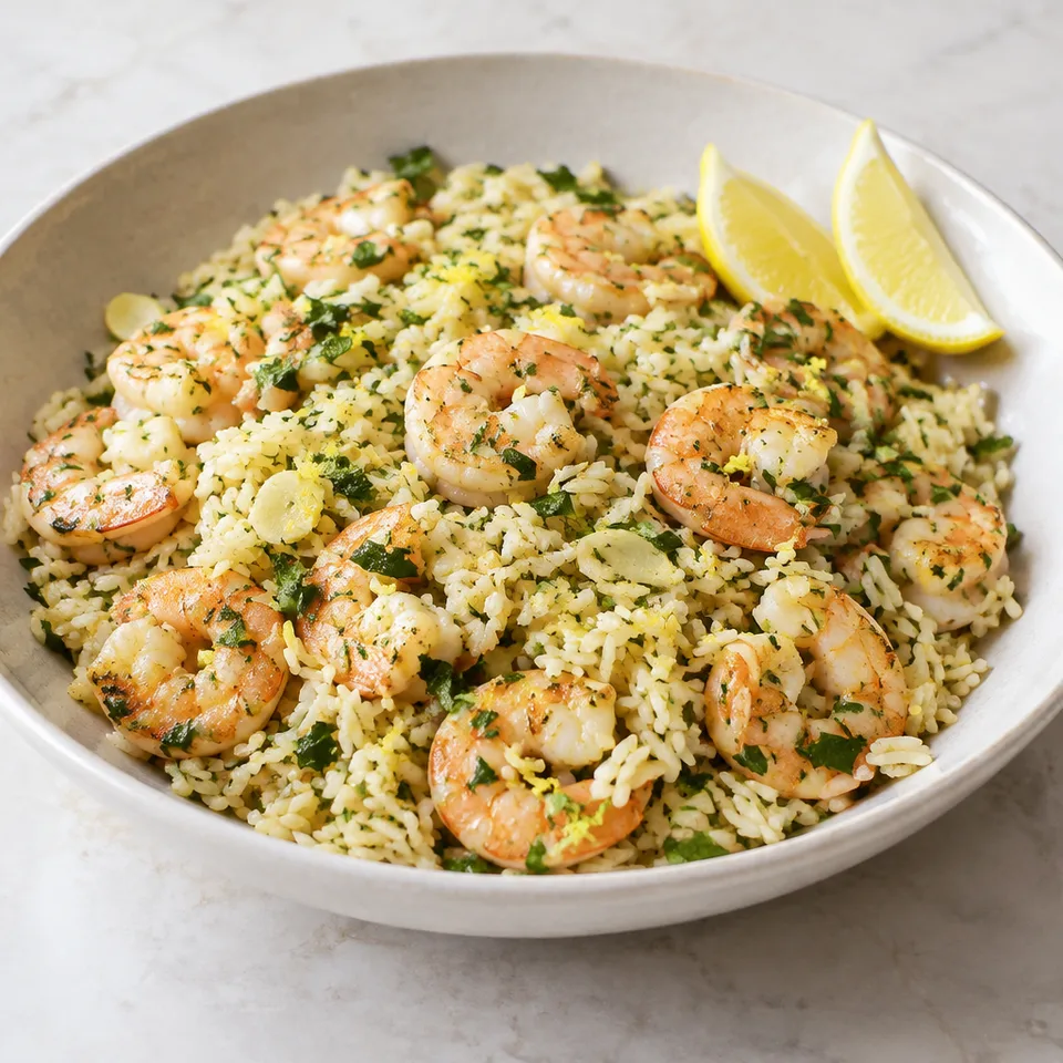 Garlic prawn rice — serving inspiration