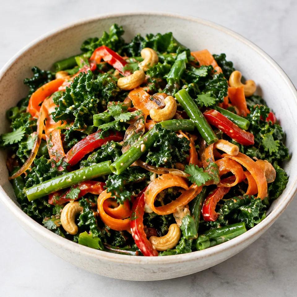 Gingery Kale Salad with Cashew Dressing — serving inspiration