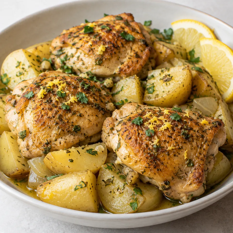 Greek Slow Cooker Lemon Chicken and Potatoes — serving inspiration
