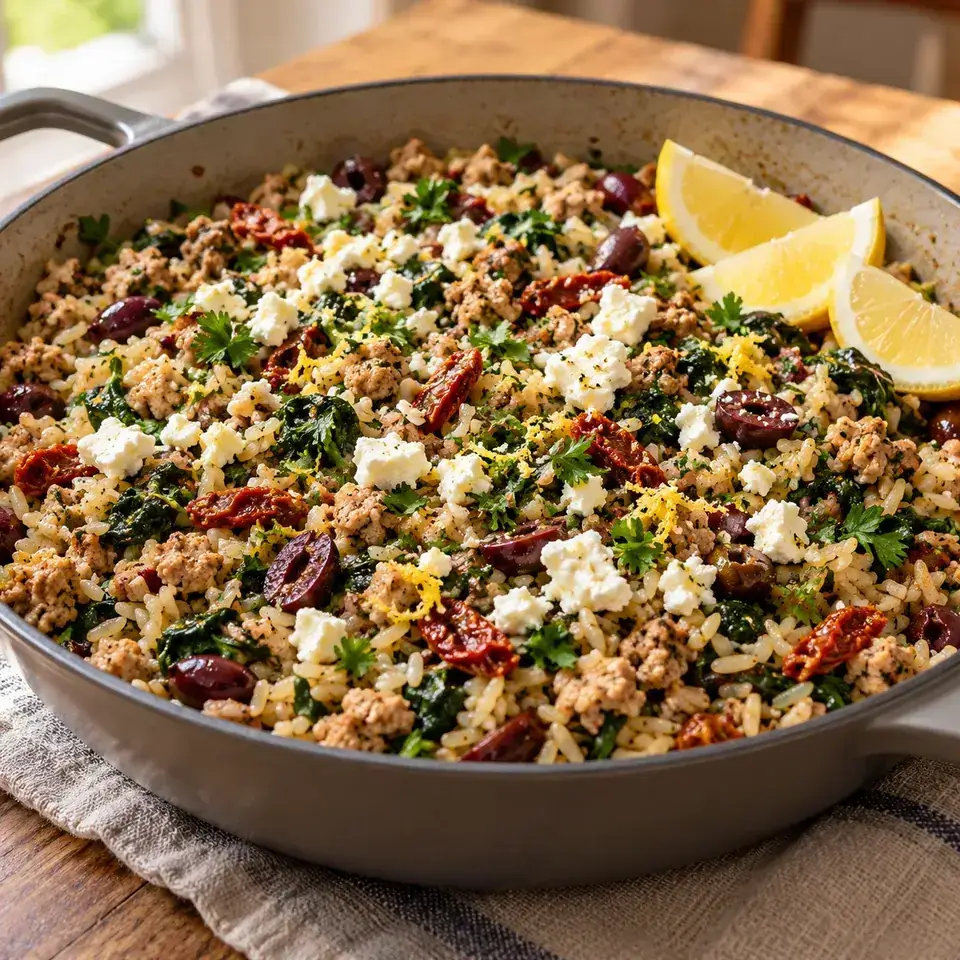 Greek Turkey and Rice Skillet — serving inspiration