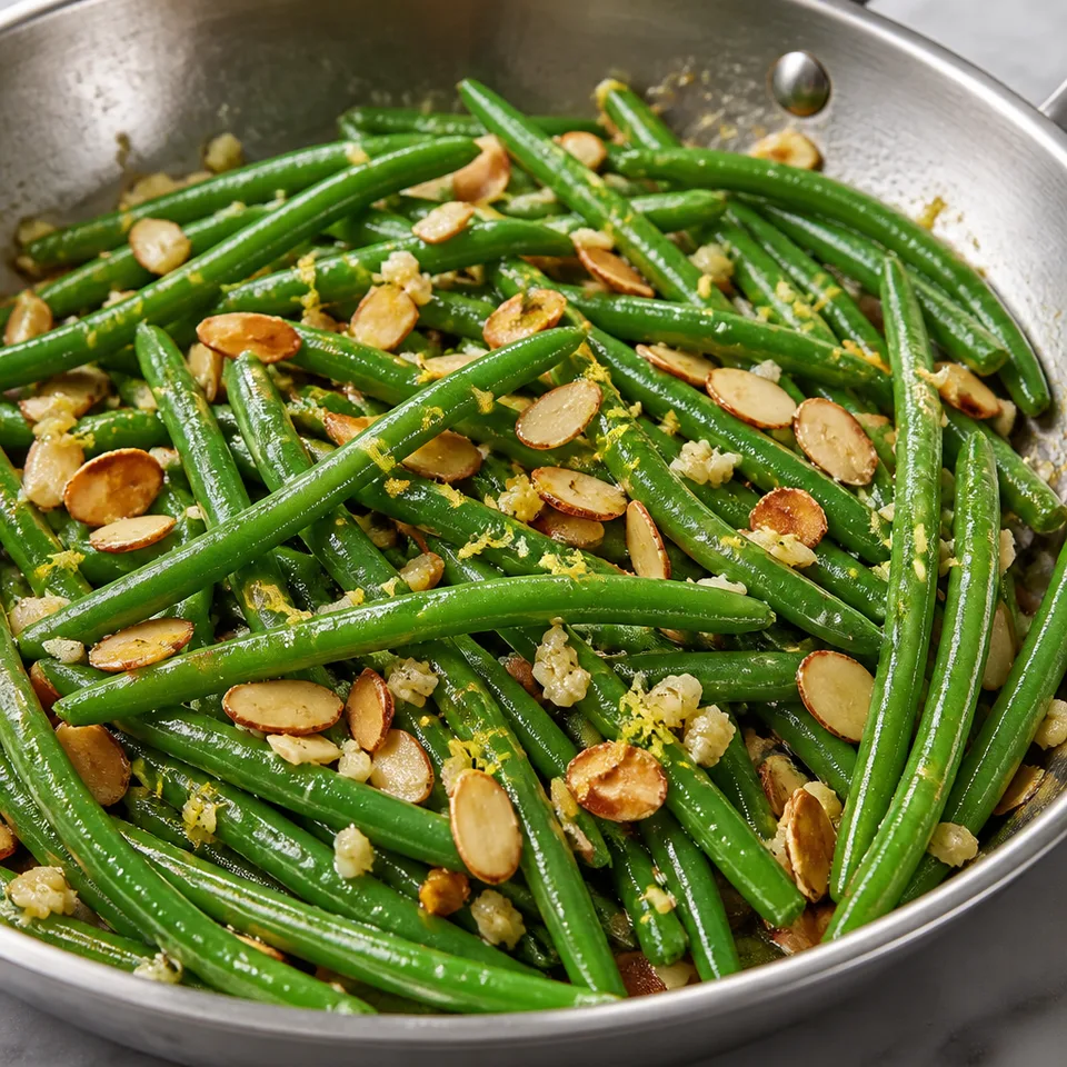 Green Beans with Buttery Almonds — serving inspiration