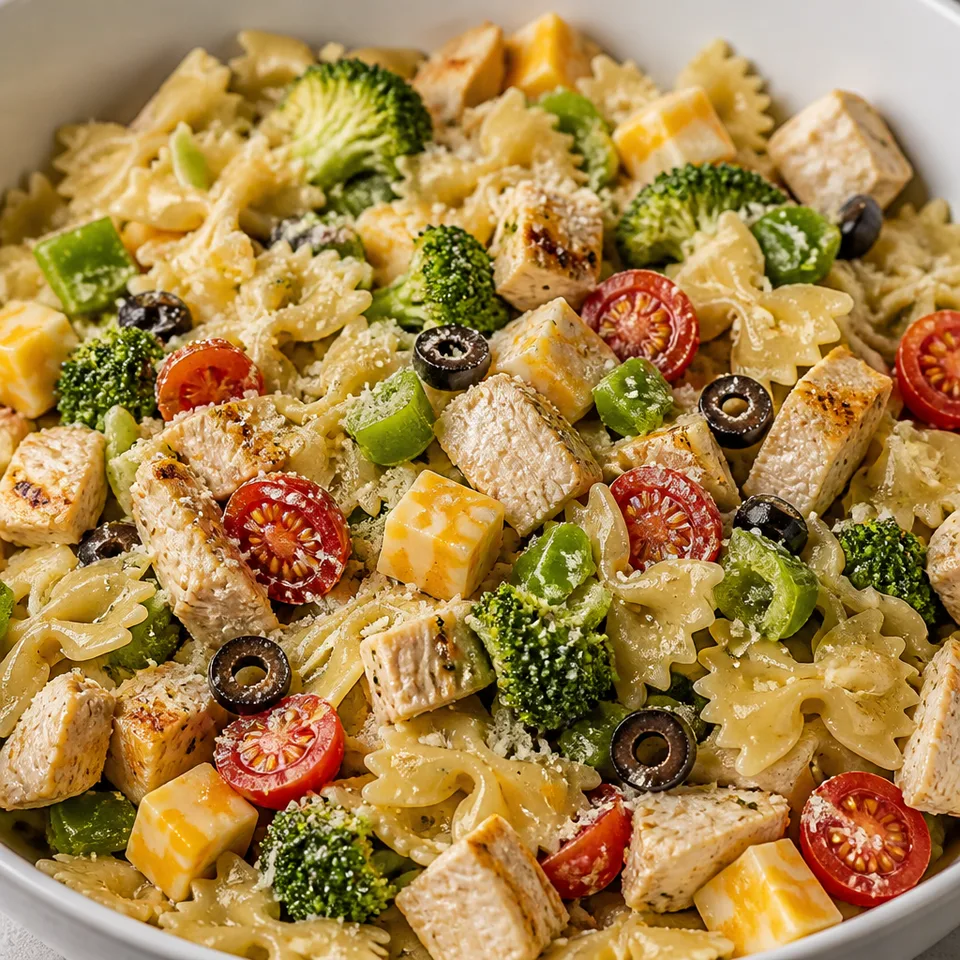 Grilled Chicken Bow Tie Pasta Salad Recipe — serving inspiration