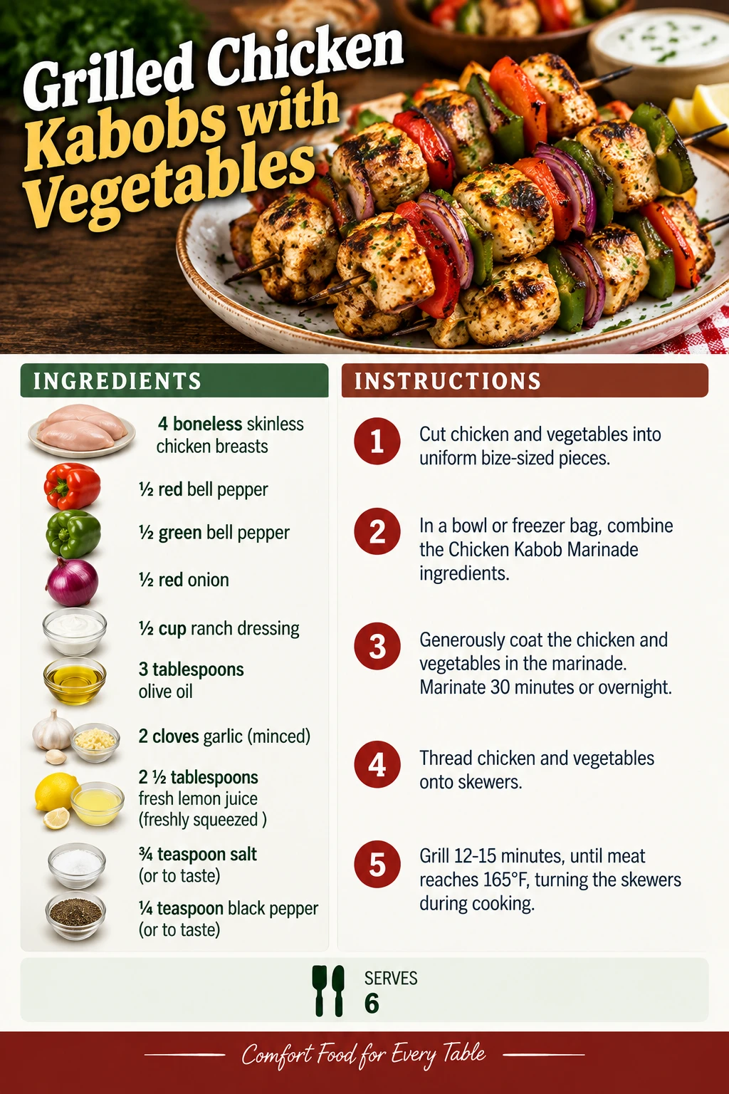 Saved Grilled Chicken Kabobs with Vegetables recipe card; accessible ingredients and instructions are listed above.