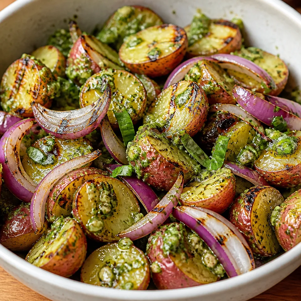 Grilled Potato Salad with Scallion Pesto — serving inspiration