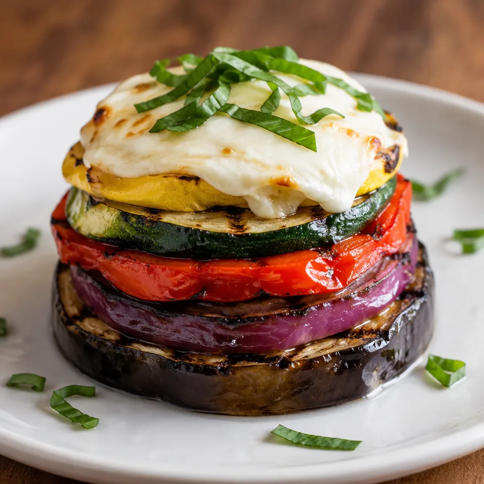 Grilled Veggie Towers with Mozzarella — serving inspiration