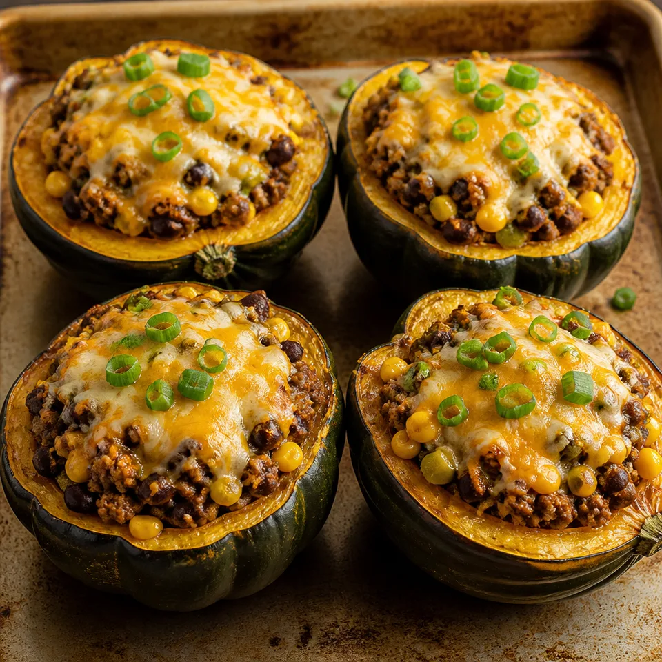 Ground Beef Stuffed Acorn Squash (Southwestern-style) — serving inspiration