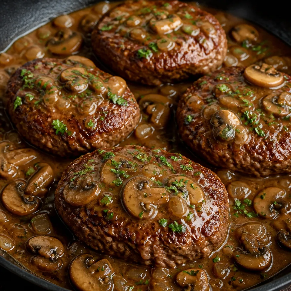 Hamburger Steak with Mushroom Gravy — serving inspiration