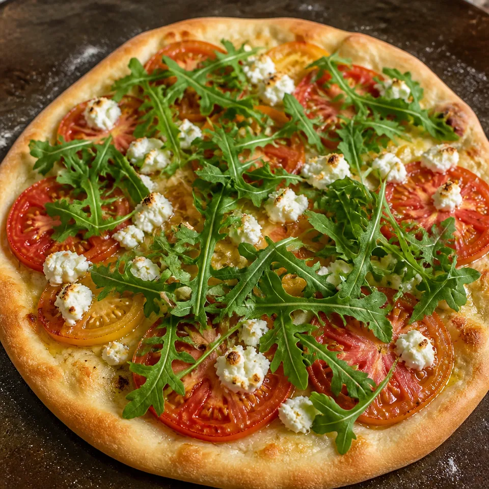Heirloom Tomato, Arugula & Goat Cheese Pizza — serving inspiration