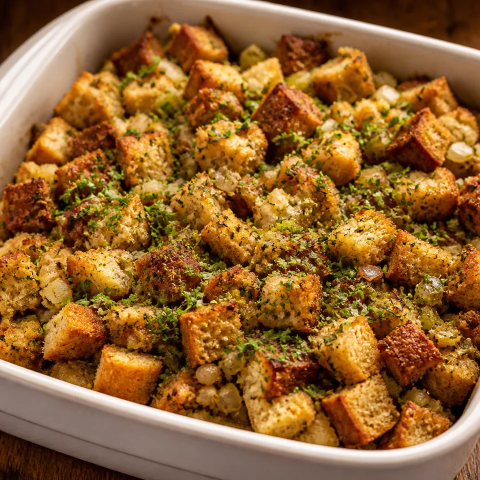 Homemade Buttery Herb Stuffing Recipe — serving inspiration