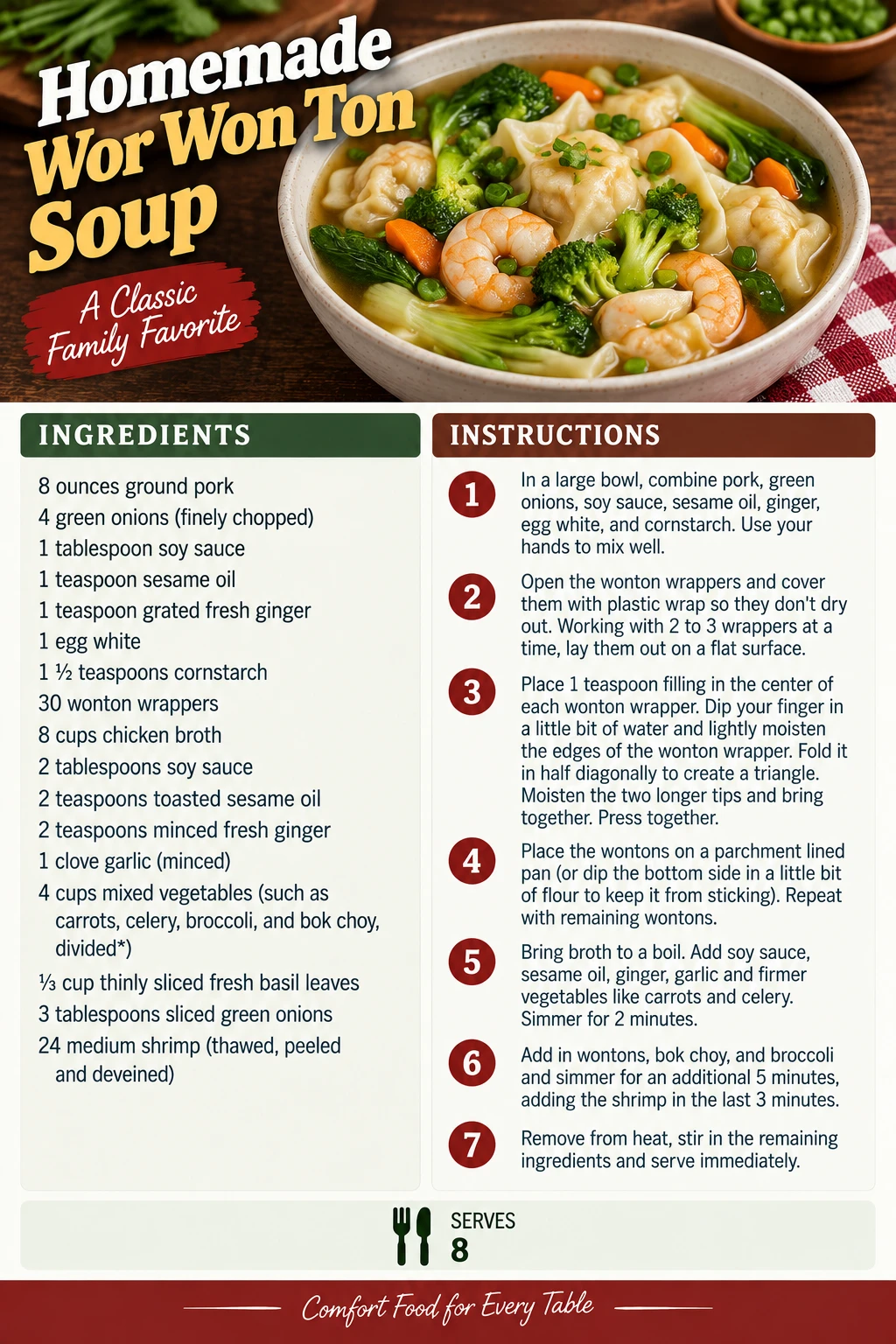 Saved Homemade Wor Won Ton Soup recipe card; accessible ingredients and instructions are listed above.