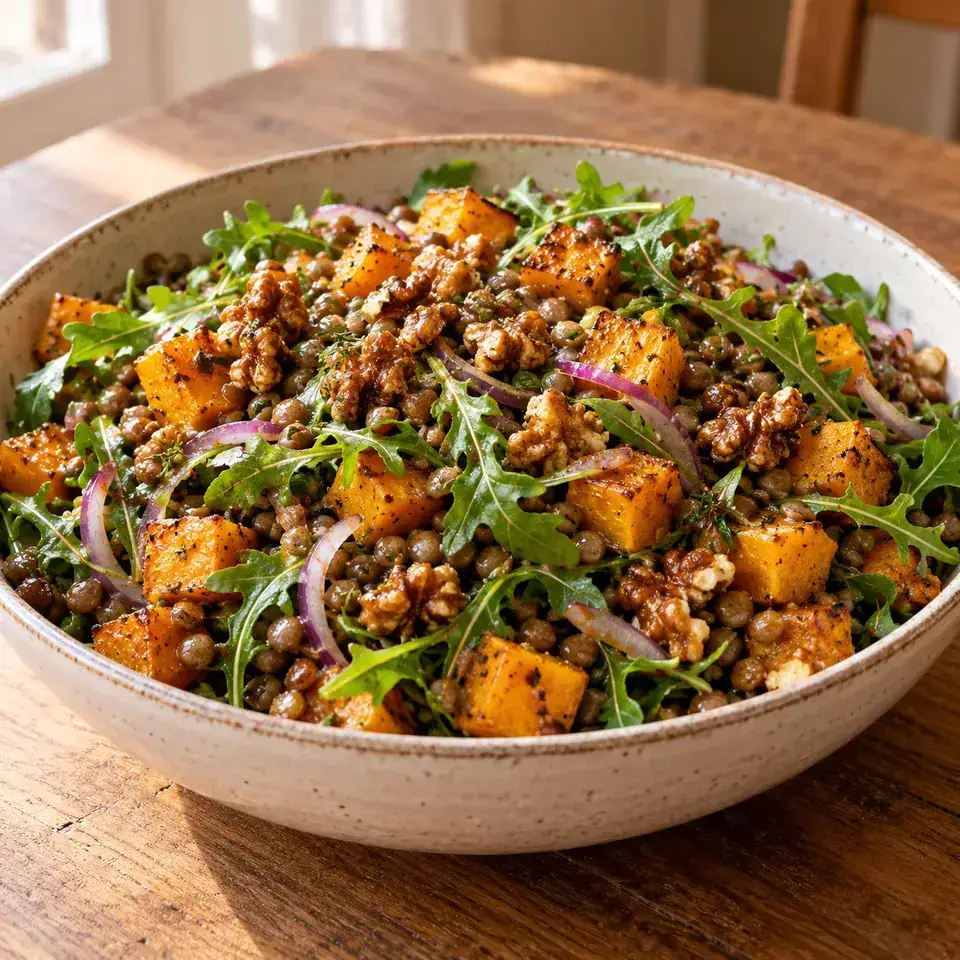 Honey-Cinnamon Pumpkin Lentil Salad — serving inspiration