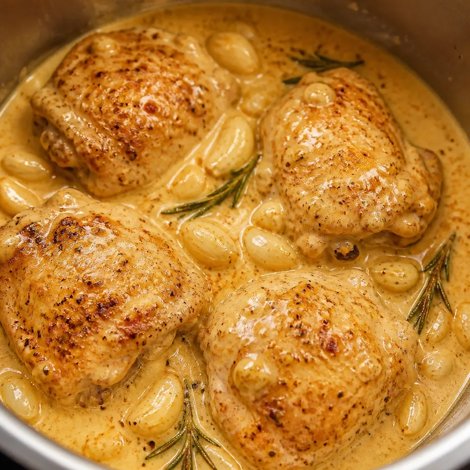 Instant Pot Creamy Garlic Chicken Thighs — serving inspiration
