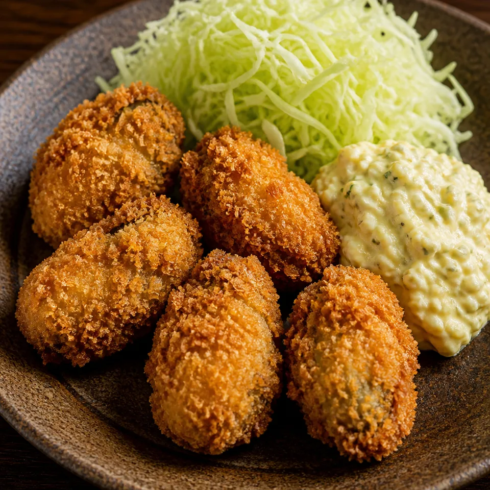 Japanese Fried Oysters (Kaki Fry) with Homemade Tartar Sauce — serving inspiration