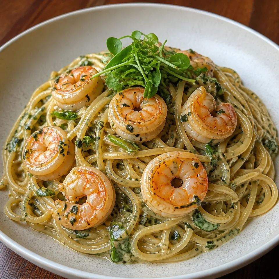 Japanese Shrimp Pasta with Nori Cream Sauce — serving inspiration