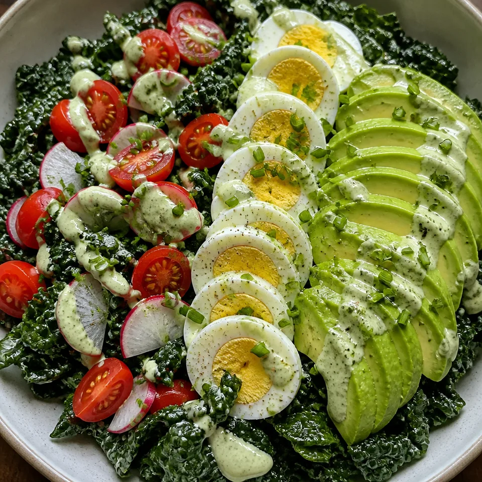 Kale Cobb with Cashew-Poblano Dressing — serving inspiration