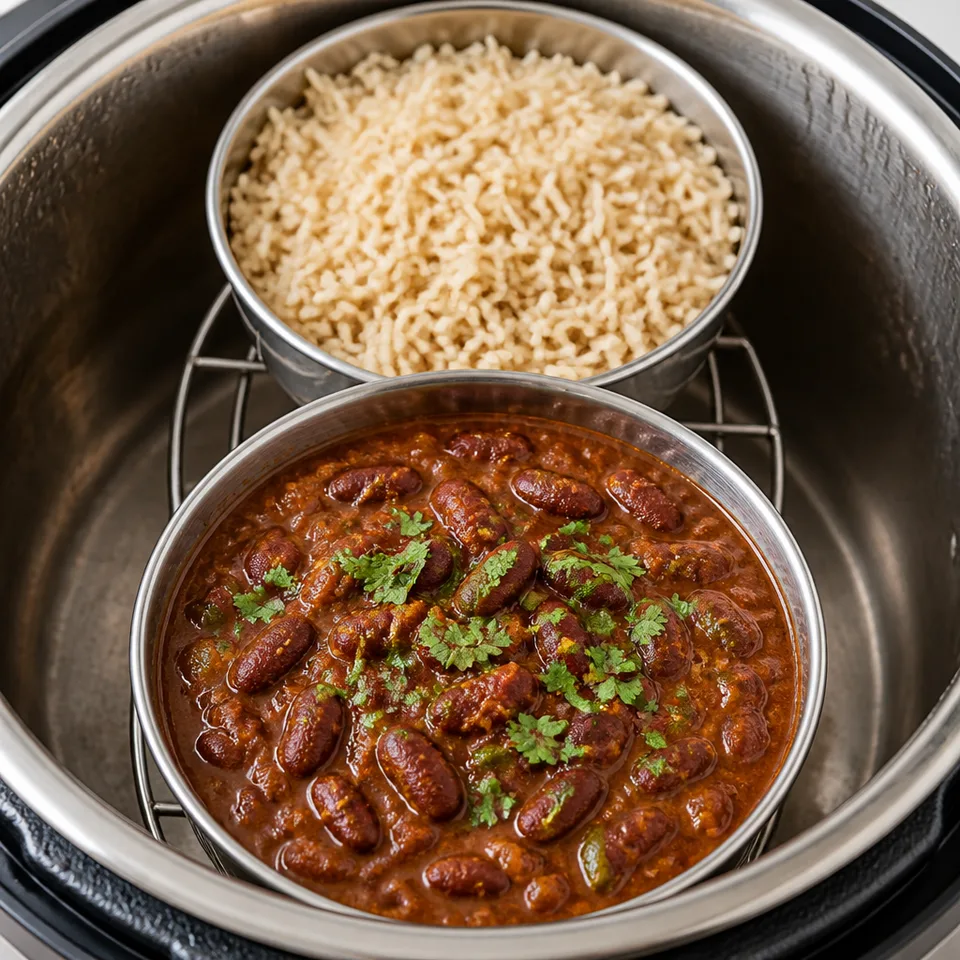 Kidney Beans and Brown Rice Pot-in-Pot | Instant Pot Rajma Chawal — serving inspiration