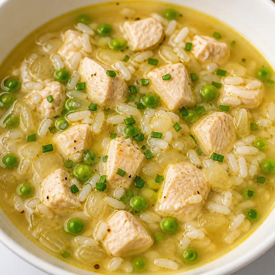 Lemon Chicken Soup With Rice And Peas — serving inspiration