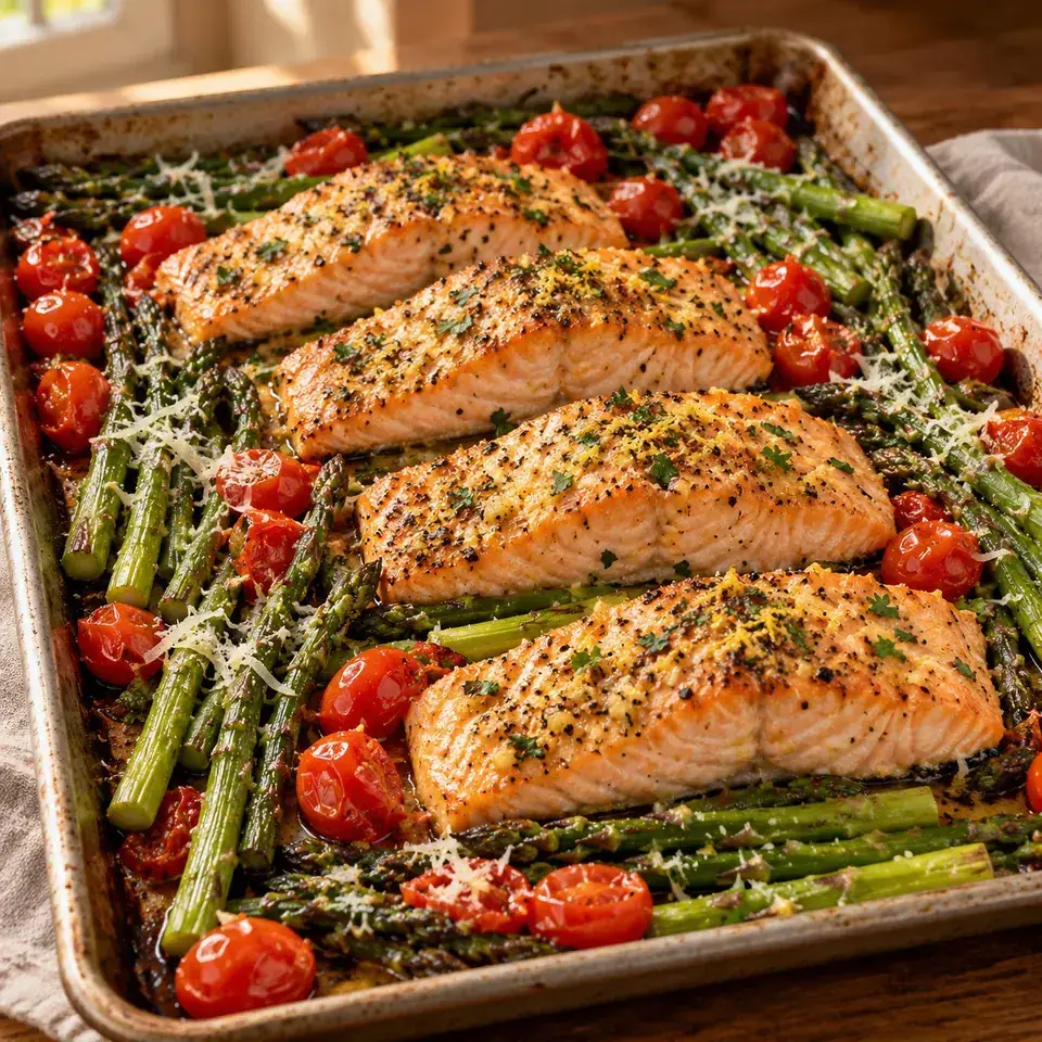 Lemon garlic salmon tray bake - easy & healthy! — serving inspiration