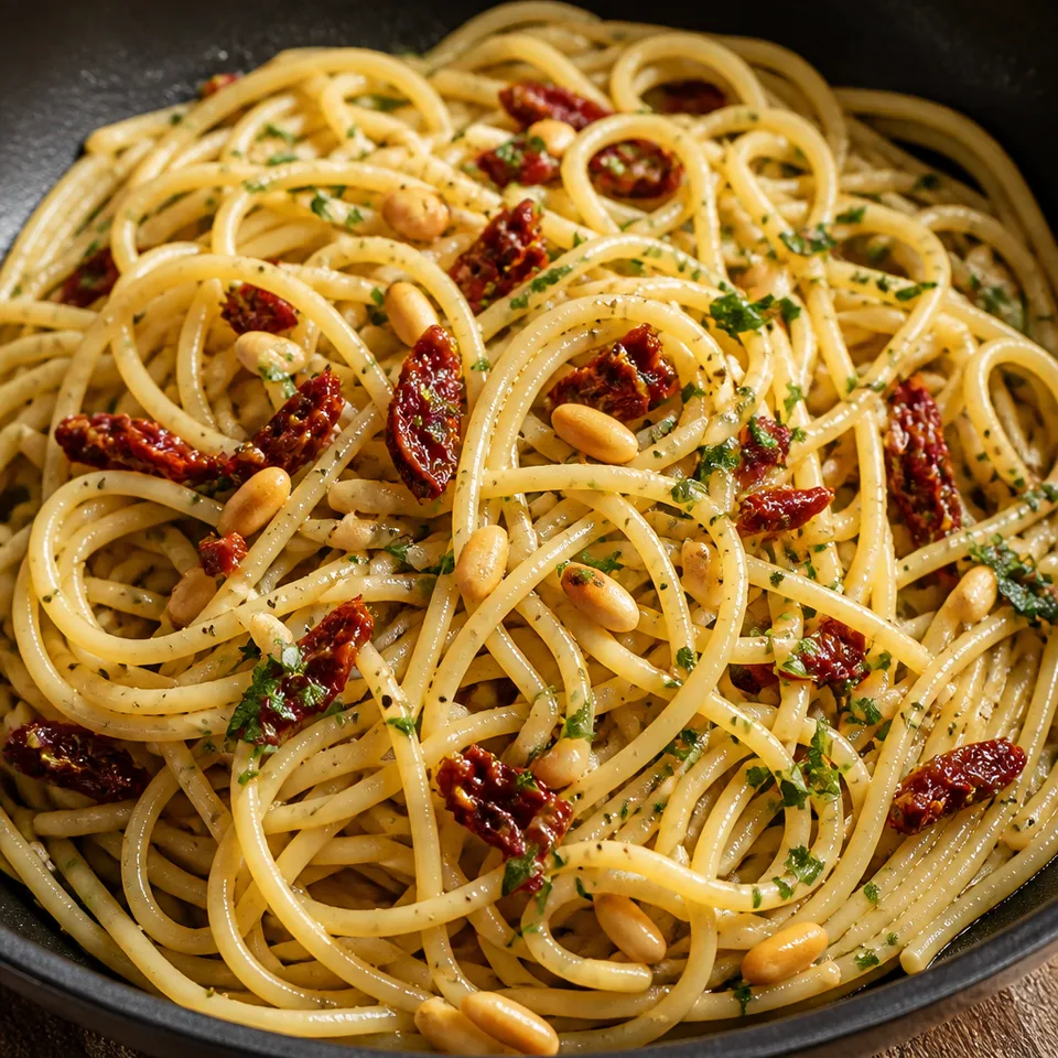 Lemon Garlic Spaghetti with Sundried Tomatoes — serving inspiration