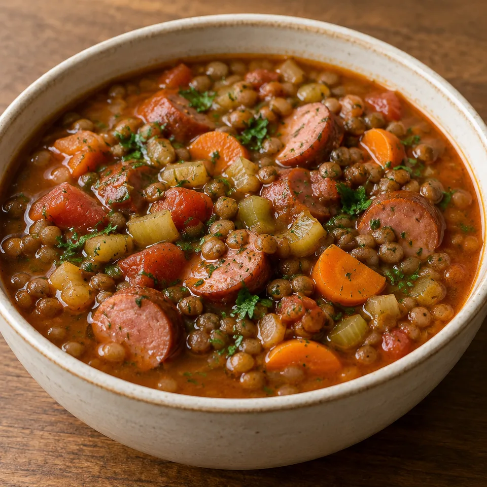 Lentil Soup with Smoked Sausage — serving inspiration