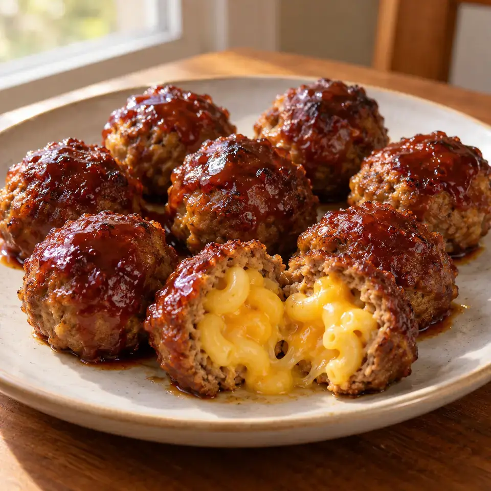 Mac & Cheese Stuffed Meatballs! — serving inspiration