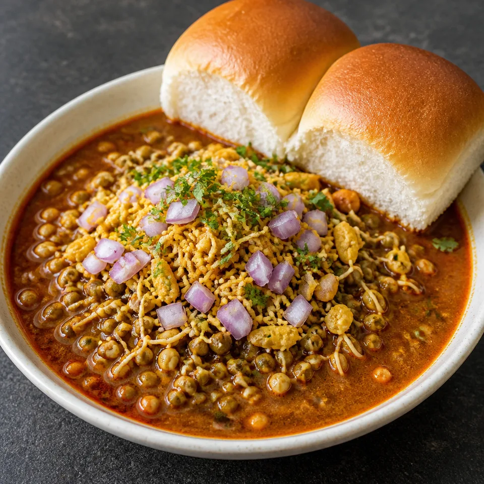 Maharashtrian Misal Pav (Sprouts Curry) — serving inspiration