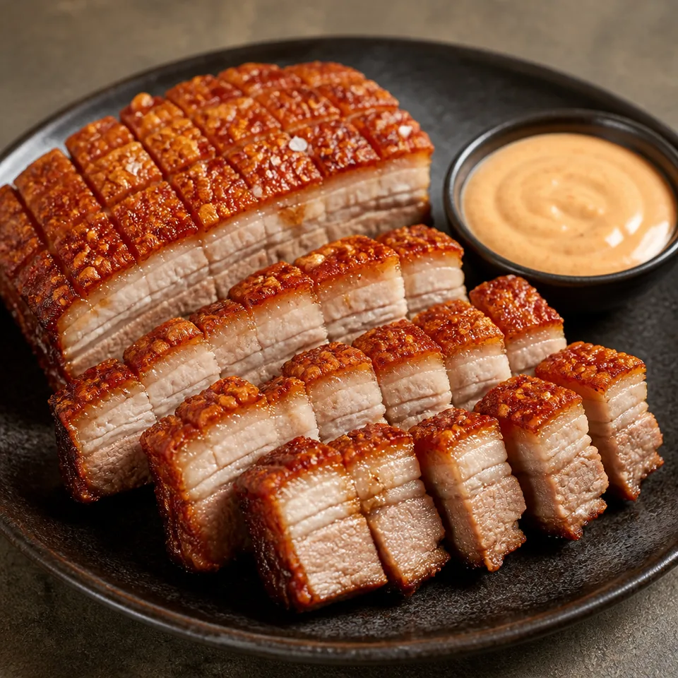 Maple Glazed Pork Belly with Crispy Crackling Recipe — serving inspiration