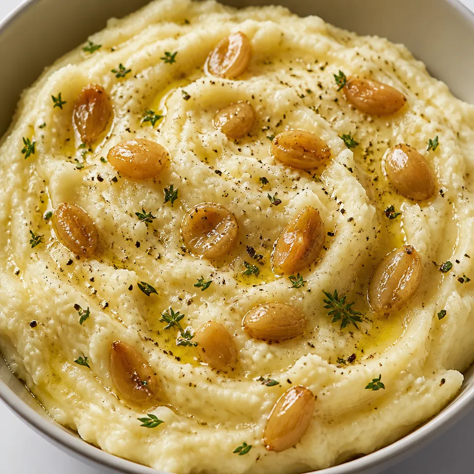 Mashed Potatoes with Roasted Garlic — serving inspiration