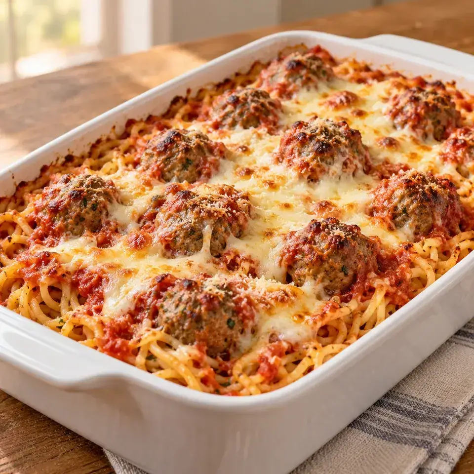 Meatball Pasta Bake — serving inspiration