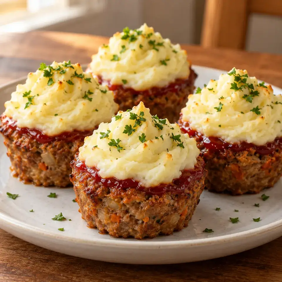 Meatloaf Cupcakes With Mashed Potato — serving inspiration