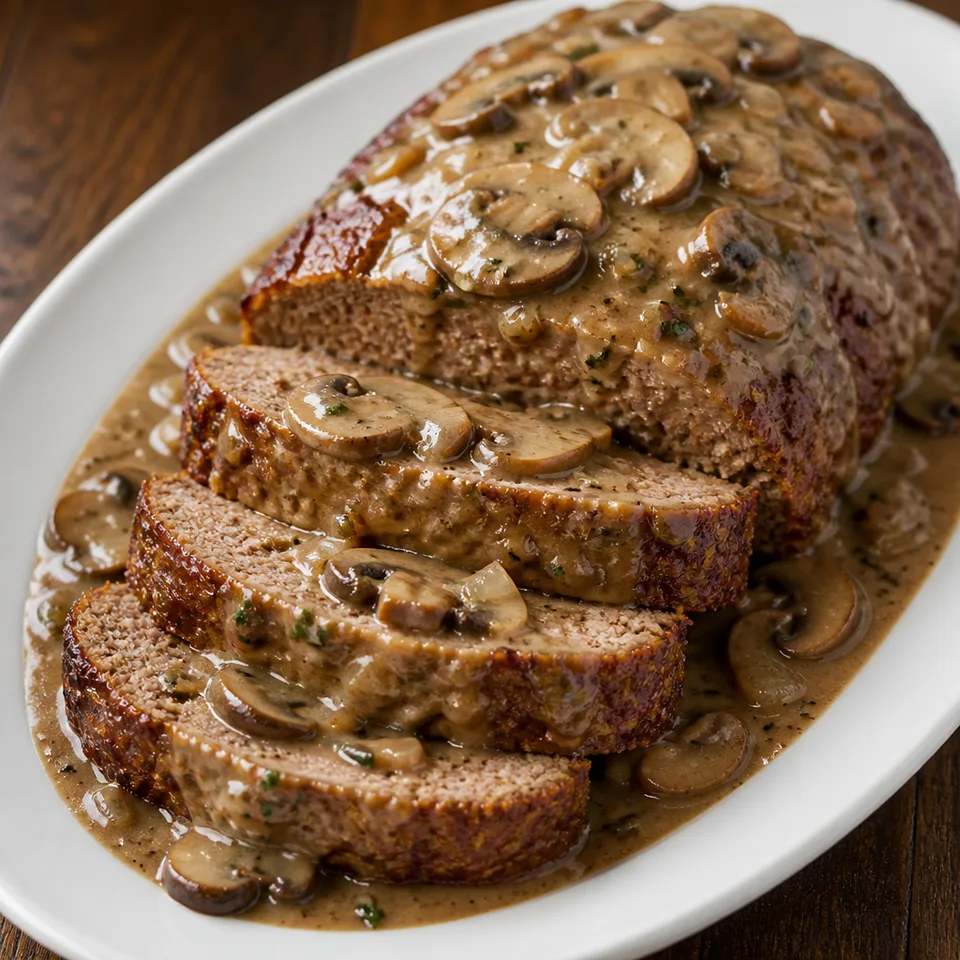Meatloaf with Stroganoff Sauce — serving inspiration