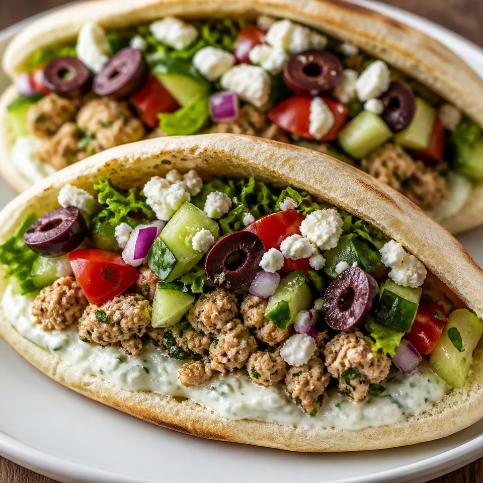 Mediterranean Ground Chicken Pitas — serving inspiration