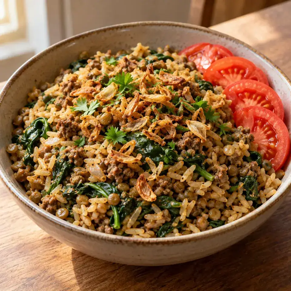 Middle Eastern Lamb and Lentil Rice Pilaf — serving inspiration