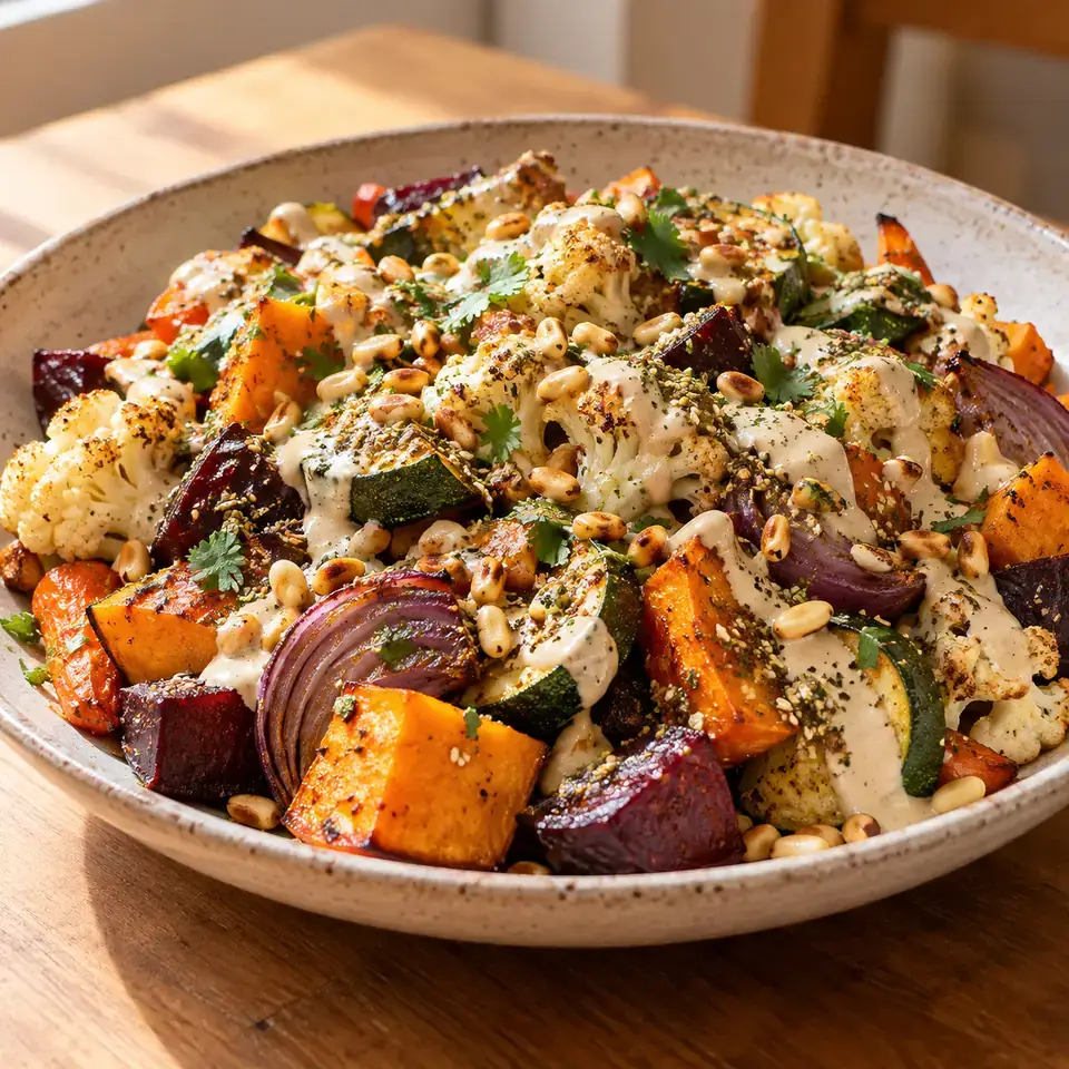 Middle Eastern Roasted Vegetables with Tahini Sauce — serving inspiration