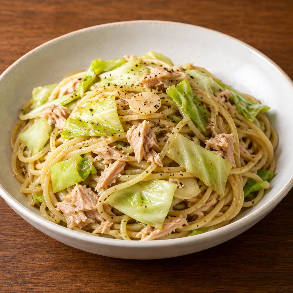 Miso Butter Pasta with Tuna and Cabbage — serving inspiration