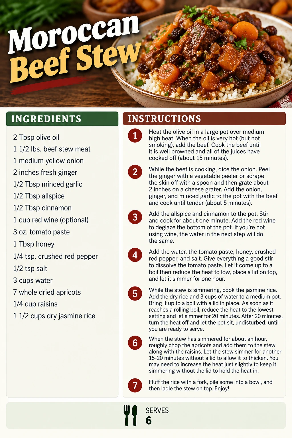 Saved Moroccan Beef Stew recipe card; accessible ingredients and instructions are listed above.