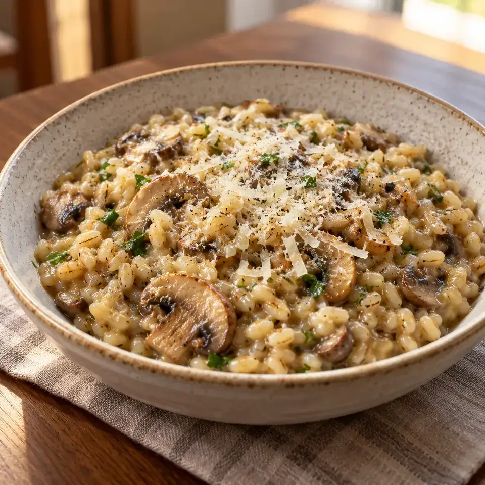 Mushroom Barley Risotto — serving inspiration