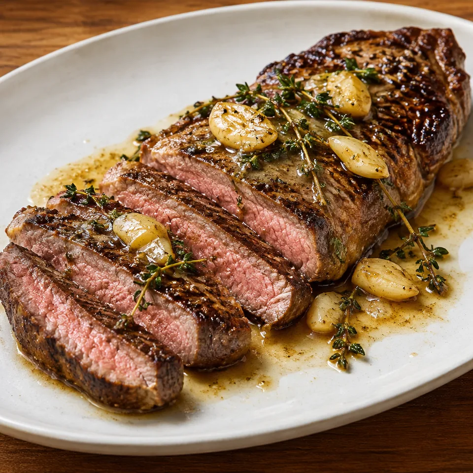 New York Strip Steak with Garlic Butter — serving inspiration