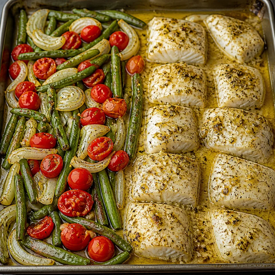 One-Pan Baked Halibut Recipe with Vegetables — serving inspiration